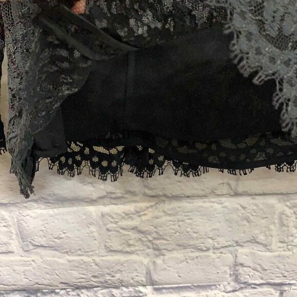 Kate Hill‎ Shirt Womens 10 Black Lace Long Sleeve Blouse - Picture 7 of 11